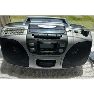 Lenoxx Sound CD-210 Portable CD Boombox Stereo Player Silver/Black TESTED Works